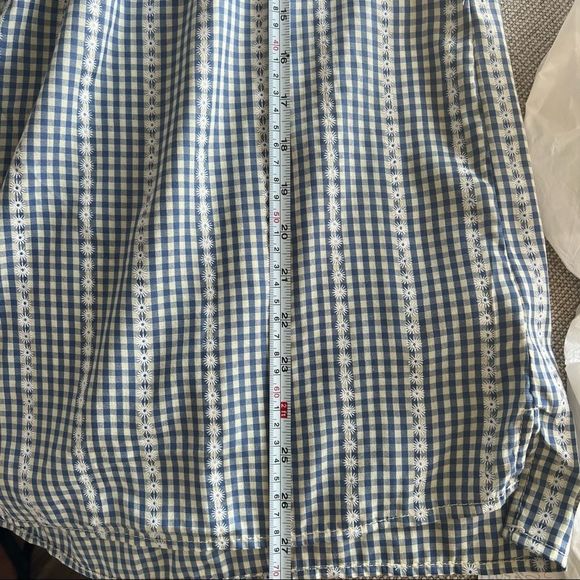 NWT Max studio women's embroided top,button down, gingham print,white, boho - Picture 12 of 14